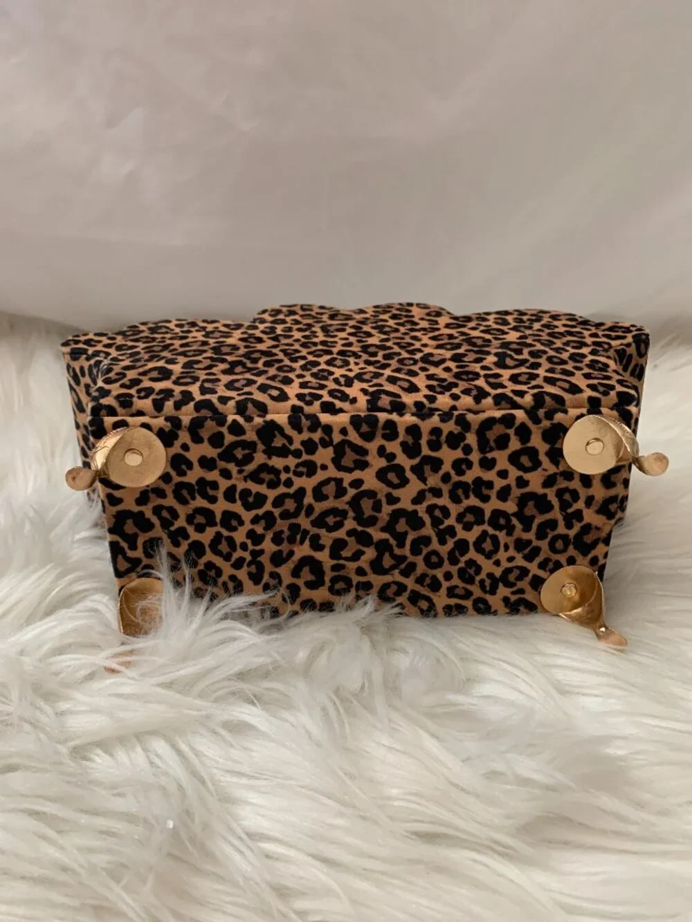 UNBRANDED Leopard Printed Mini Sofa Mirrored Jewelry Organizer